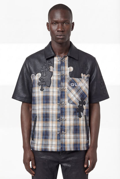 GUAPI Plaid Cross Patch Shirt