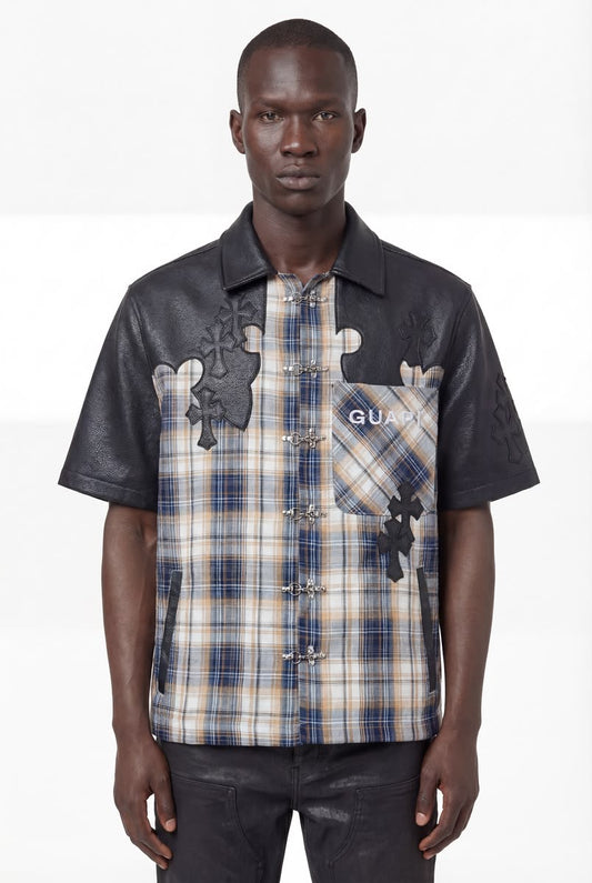 GUAPI Plaid Cross Patch Shirt