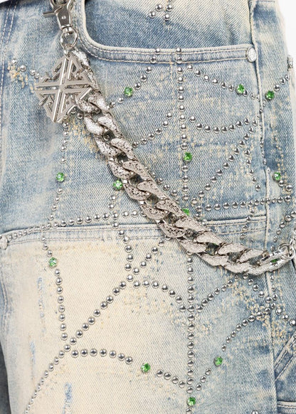 GUAPI EMERALD SPIDER DENIM SHORTS