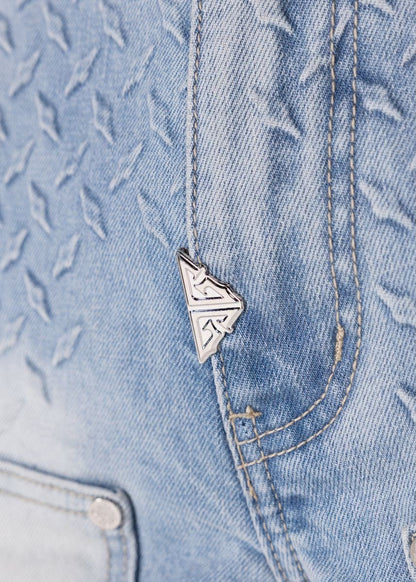 GUAPI Aqua Blue Steel Plate Carpenter Shorts