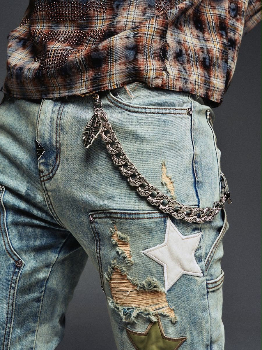 GUAPI Olive Green Vintage Stars Denim JEANS