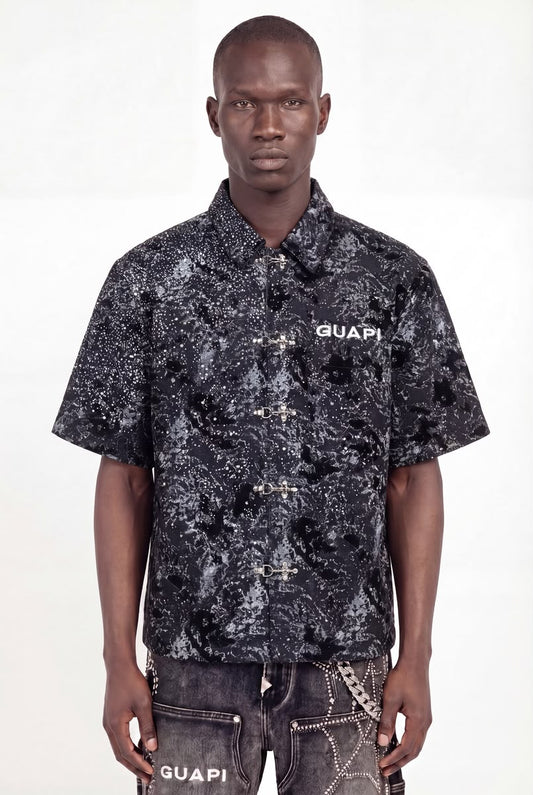 GUAPI Obsidian Black Laser Velvet Shirt