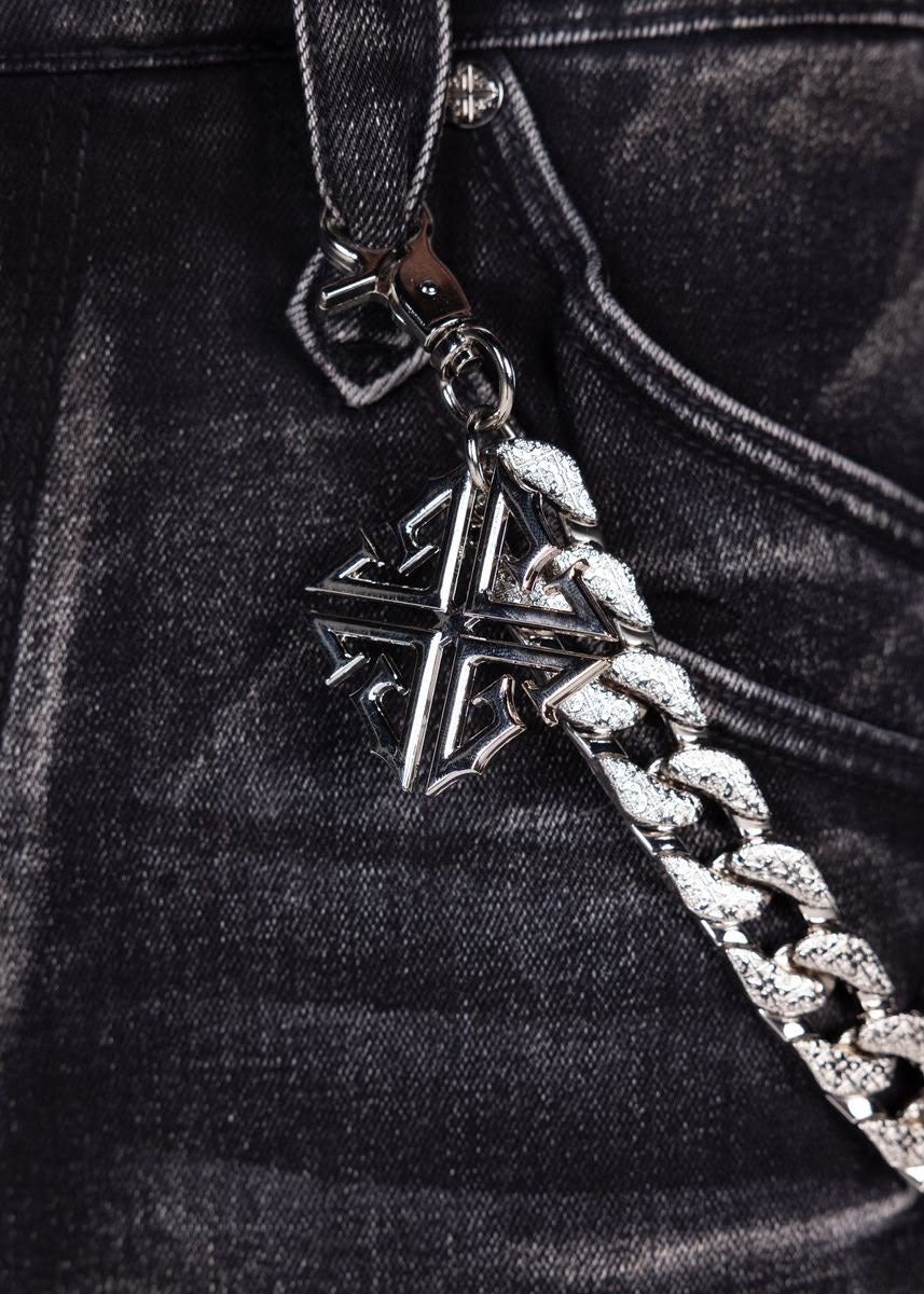 GUAPI Obsidian Black Faded Cross Denim Shorts