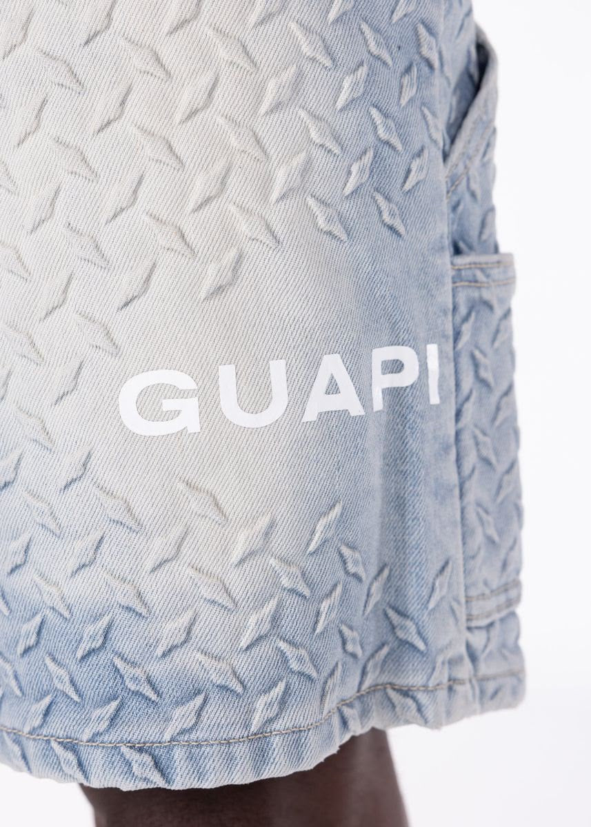 GUAPI Aqua Blue Steel Plate Carpenter Shorts