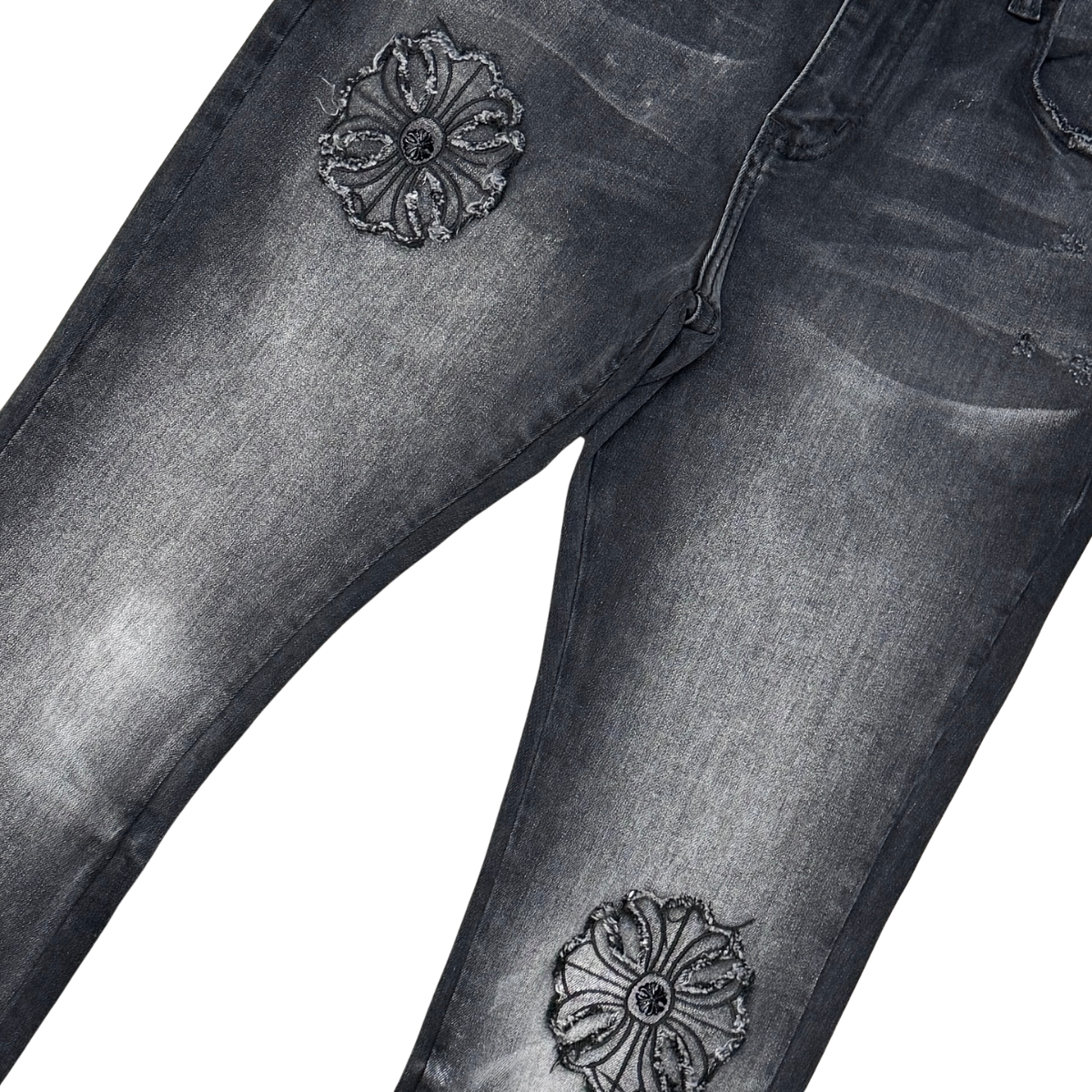 VICIOUS JEANS PREMIUM FLARED DENIM WITH ARTWORK ALL OVER