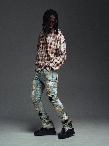 GUAPI Olive Green Vintage Stars Denim JEANS