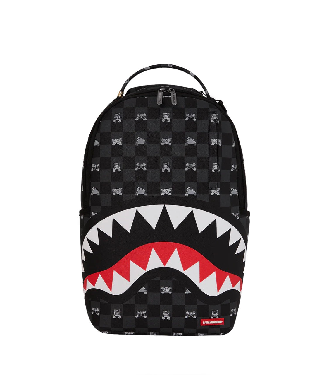 Sprayground GREY PEEKING CHARACTER CHECK BACKPACK