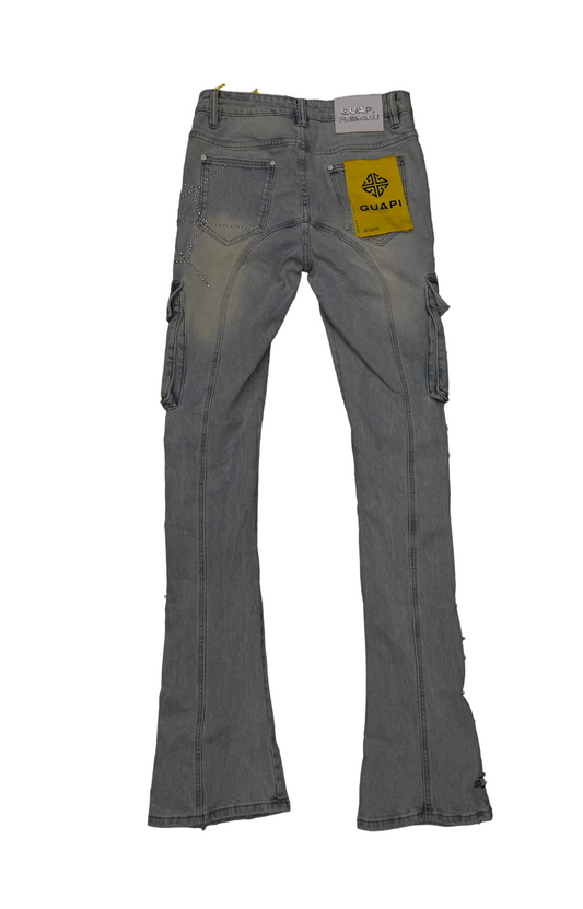 GUAPI Obsidian Denim Spikes Cargo Denim
