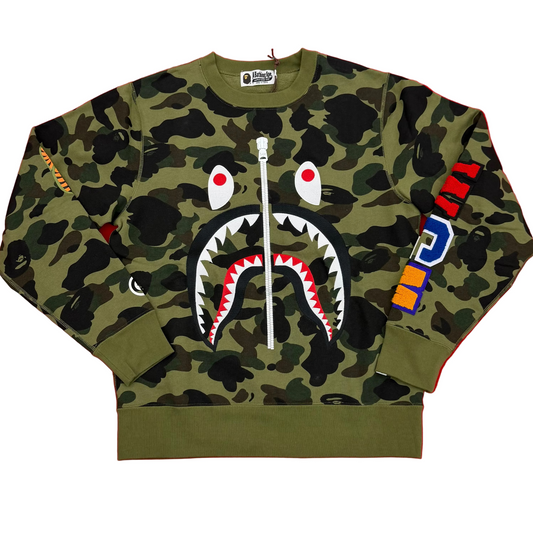A Bathing Ape BAPE "Shark Crewneck" Green Sweater