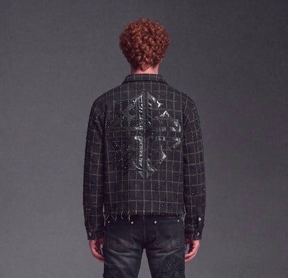 GUAPI OBSIDIAN BLACK GRID TOGGLE SHIRT