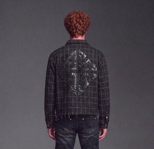 GUAPI OBSIDIAN BLACK GRID TOGGLE SHIRT