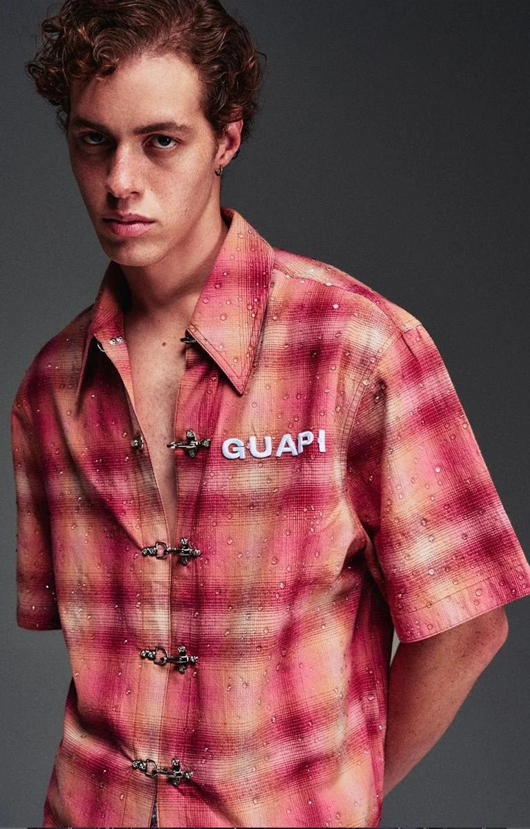 GUAPI Desert Rose Plaid Aviation Clasp Shirt