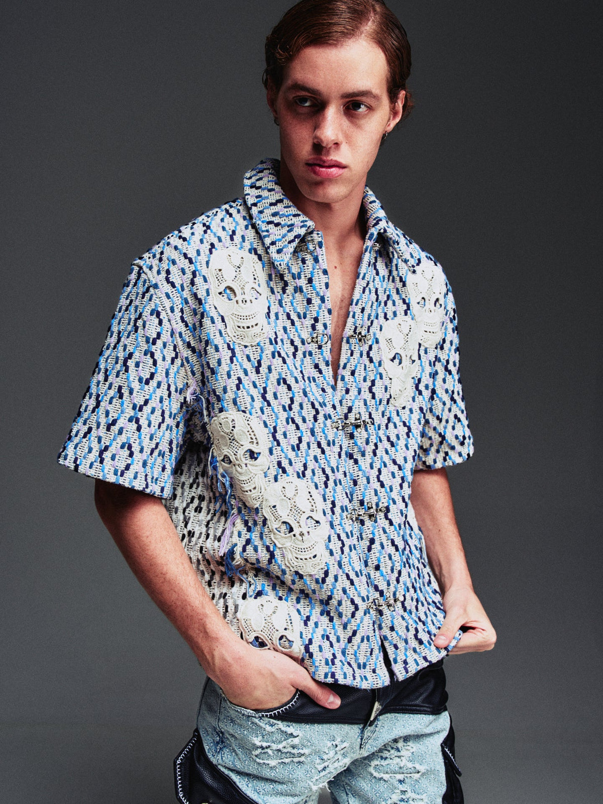 GUAPI Ghost White Crochet Shirt