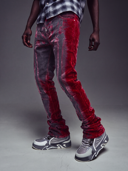 GUAPI Blood Red Laser Skeleton Denim
