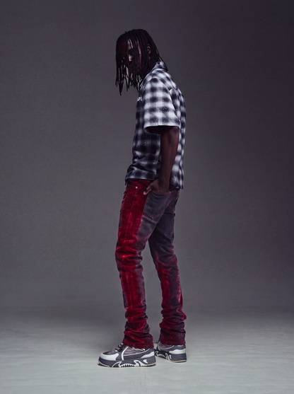 GUAPI Blood Red Laser Skeleton Denim