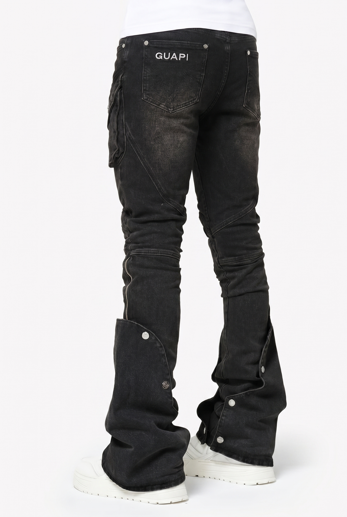 GUAPI Brown Cowhide Cargo Denim