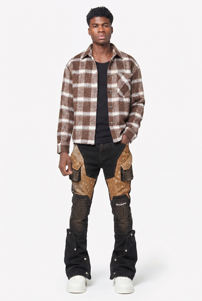 GUAPI Brown Cowhide Cargo Denim