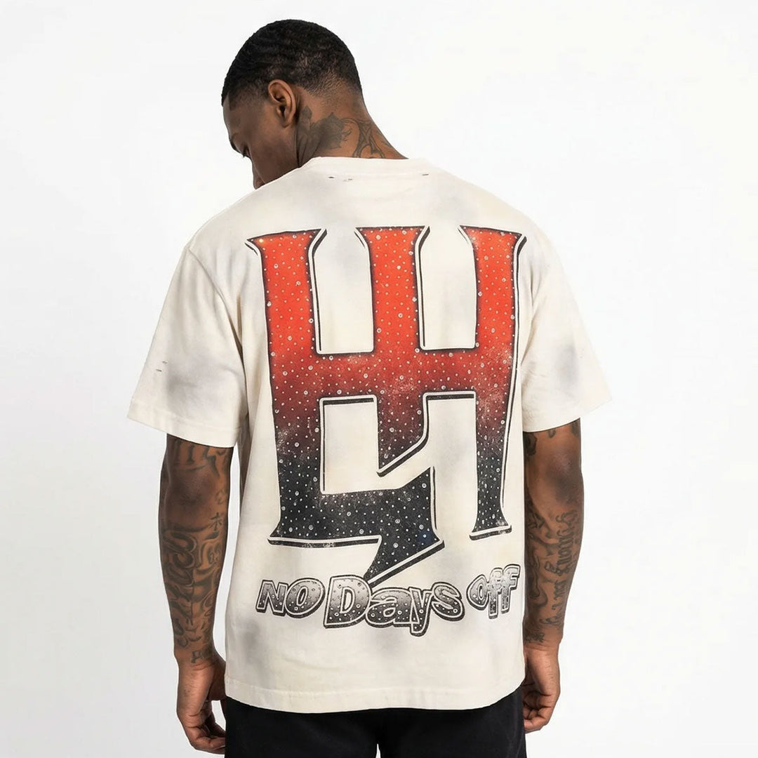 LIFE HUSTLERS  FOOTBALL GIRLS RHINESTONE TEE (CREAM)