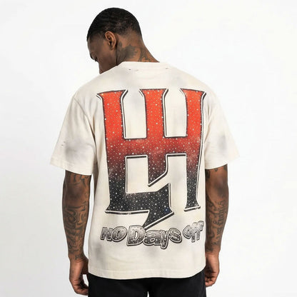 LIFE HUSTLERS  FOOTBALL GIRLS RHINESTONE TEE (CREAM)