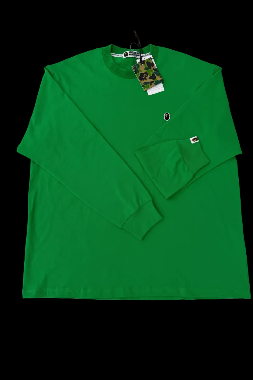 BAPE APE HEAD ONE POINT LONG SLEEVE T SHIRT GREEN
