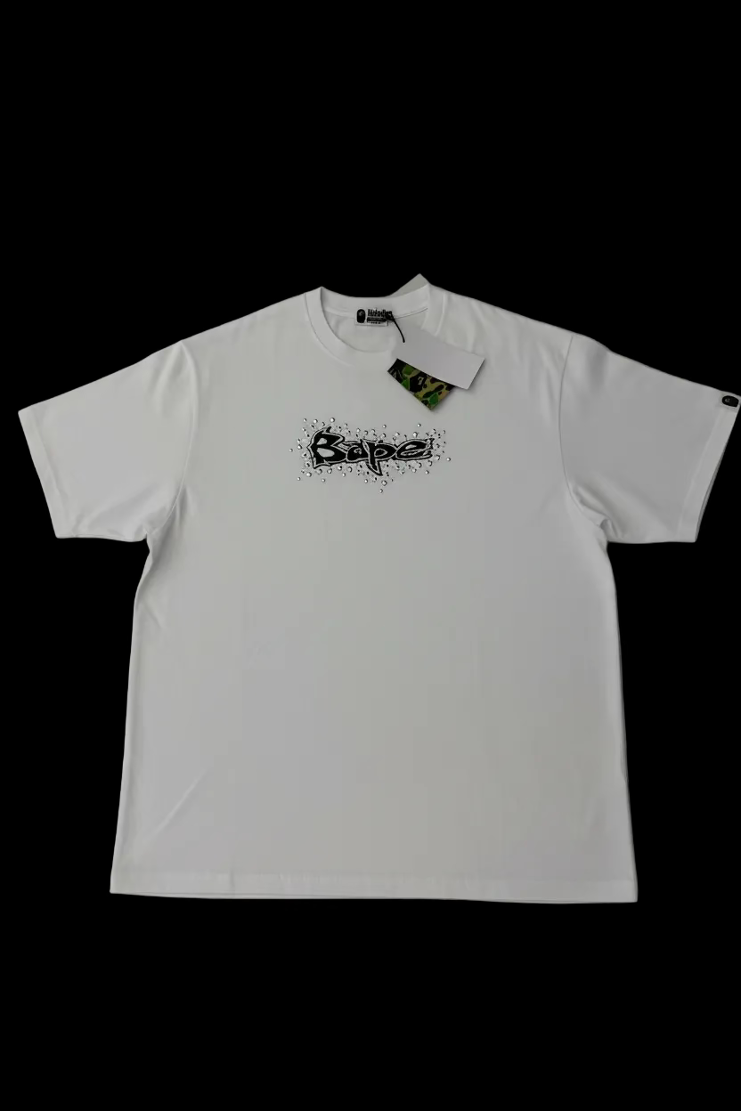 BAPE STUDS LOGO RELAXED FIT T SHIRT WHITE