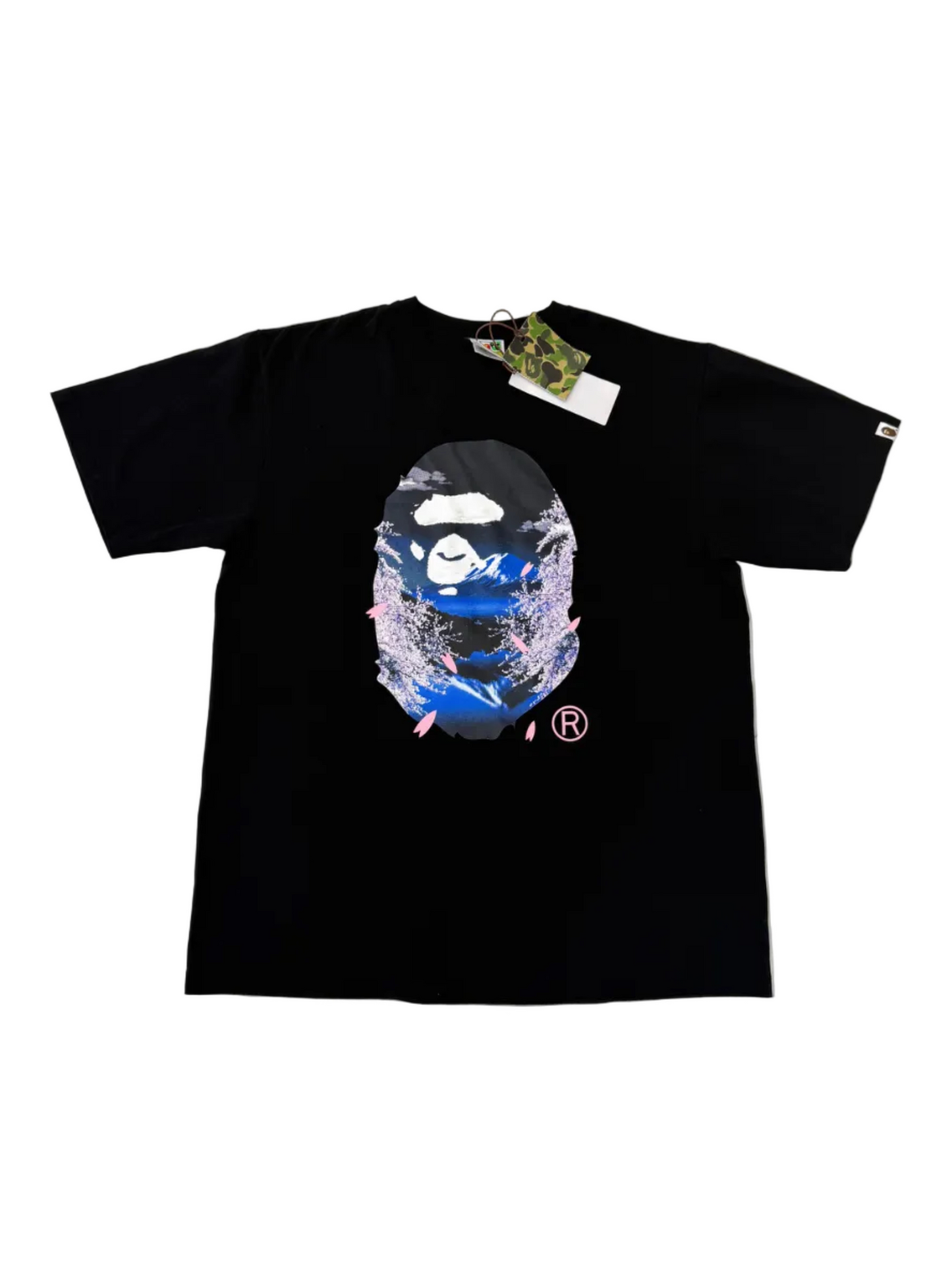 BAPE SAKURA PHOTO APE HEAD T SHIRT BLACK
