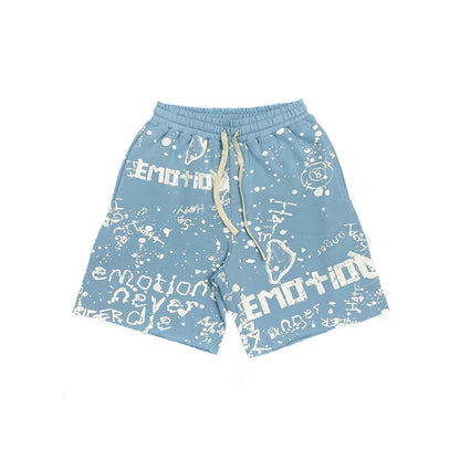 MIXED EMOTION BLUE GRAFFITI SHORT