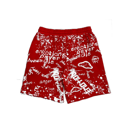 MIXED EMOTION RED GRAFFITI SHORT