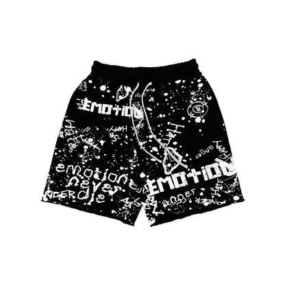 MIXED EMOTION BLACK GRAFFITI SHORT