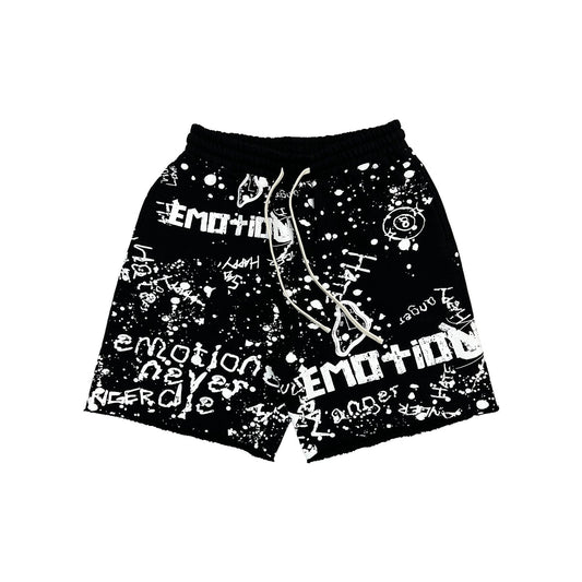 MIXED EMOTION BLACK GRAFFITI SHORT