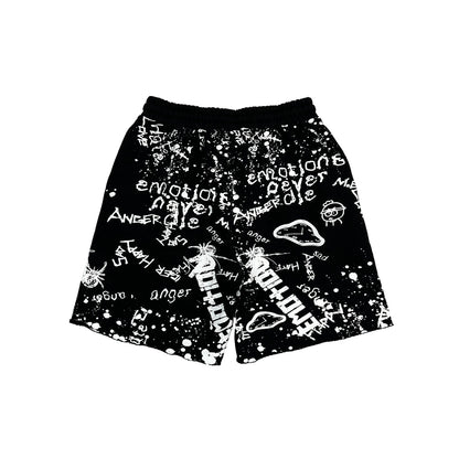MIXED EMOTION BLACK GRAFFITI SHORT