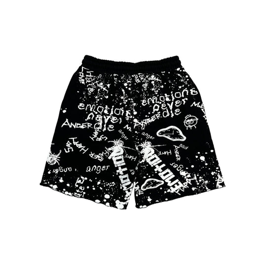 MIXED EMOTION BLACK GRAFFITI SHORT