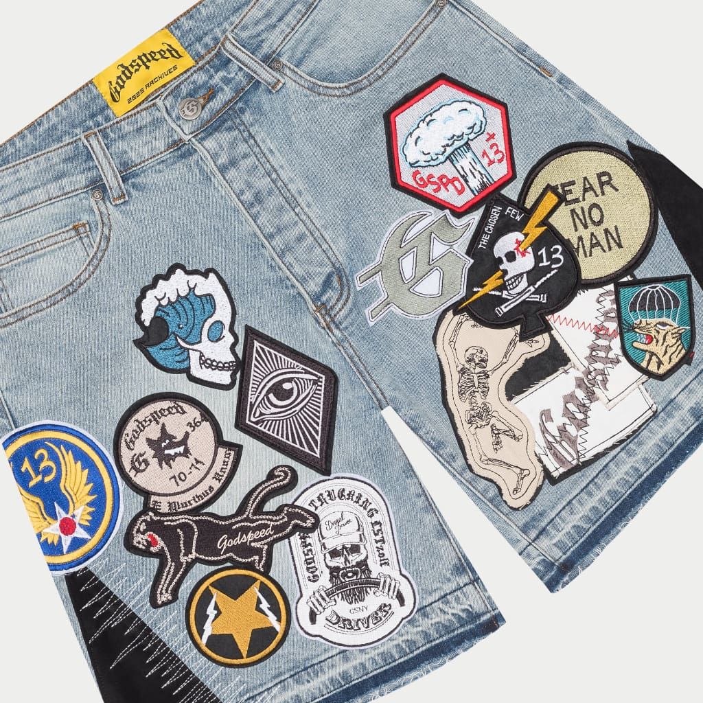 GODSPEED PATCHWORK DENIM SHORT V2 BLUE