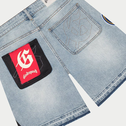 GODSPEED PATCHWORK DENIM SHORT V2 BLUE