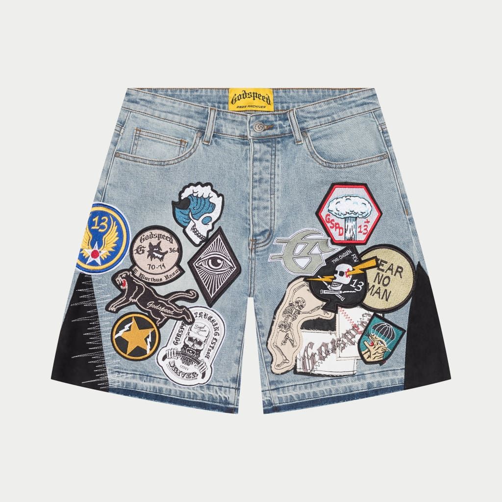 GODSPEED PATCHWORK DENIM SHORT V2 BLUE