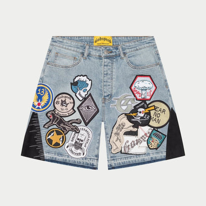 GODSPEED PATCHWORK DENIM SHORT V2 BLUE