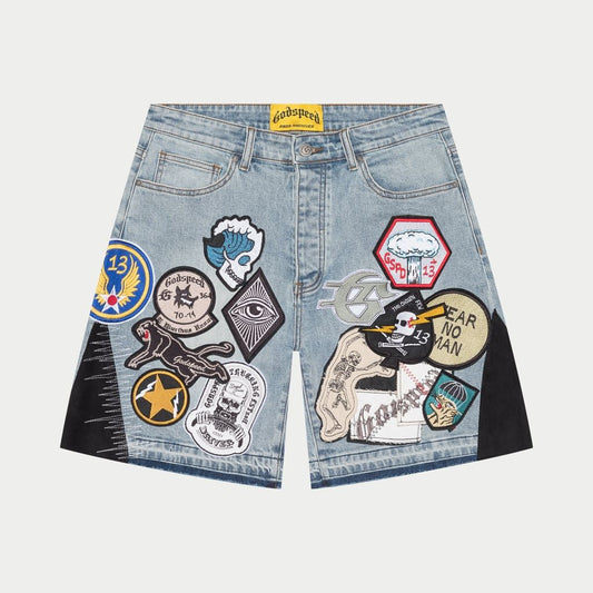 GODSPEED PATCHWORK DENIM SHORT V2 BLUE