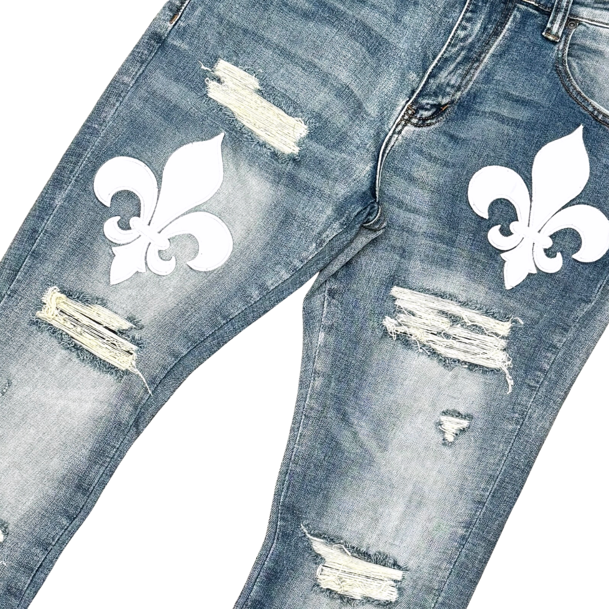 VICIOUS JEANS PREMIUM FLARED DENIM WITH ARTWORK ALL OVER