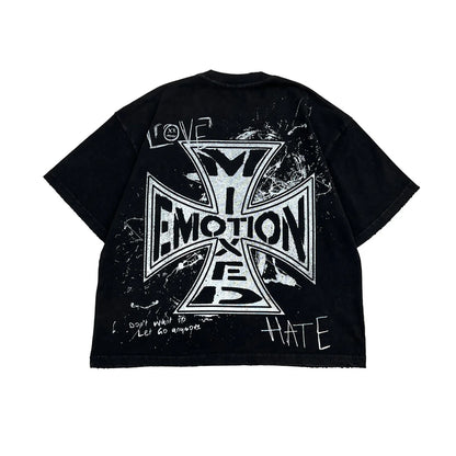 Mixed Emotion Black “chaos “ tee