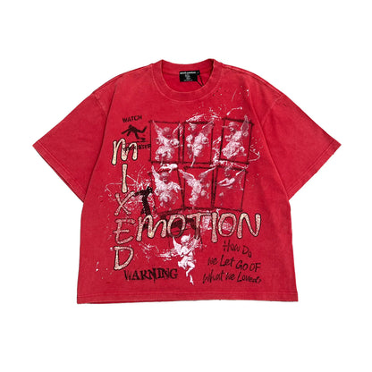 Mixed Emotion Red “crimson “ tee