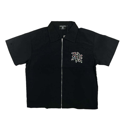 MIXED EMOTION RHINESTONE NYLON ZIP SHIRT