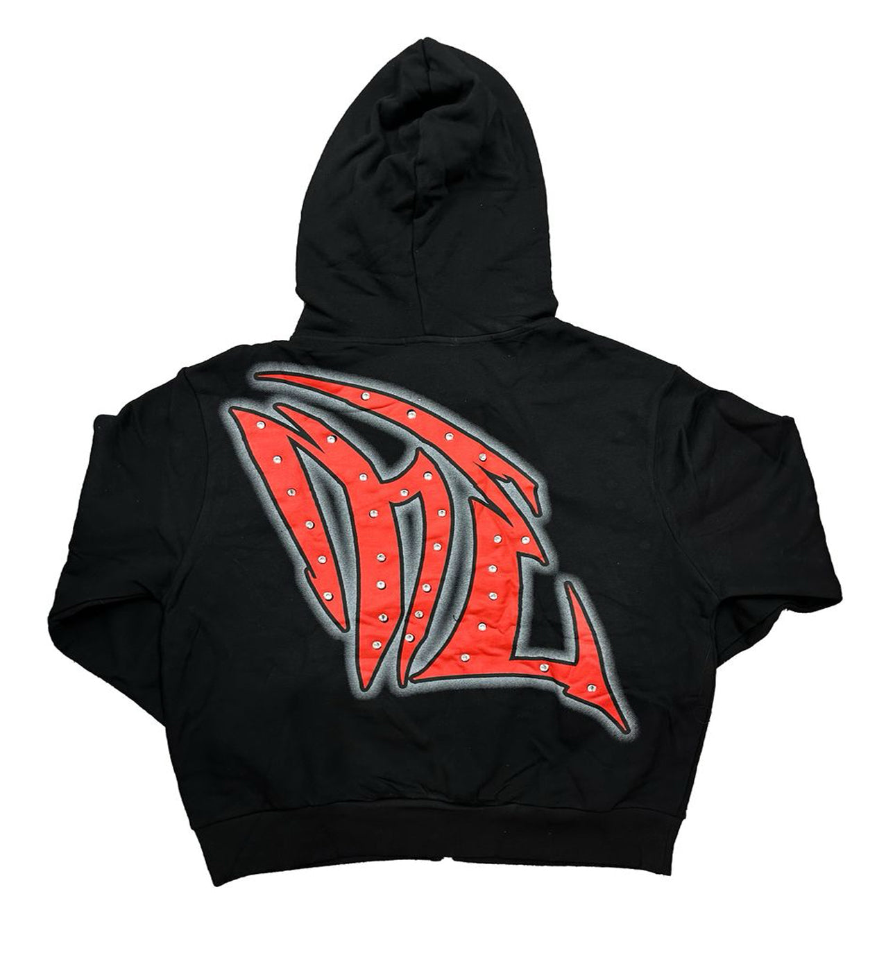 MIXED EMOTION GRAFFITI RHINESTONE HOODIE BLACK
