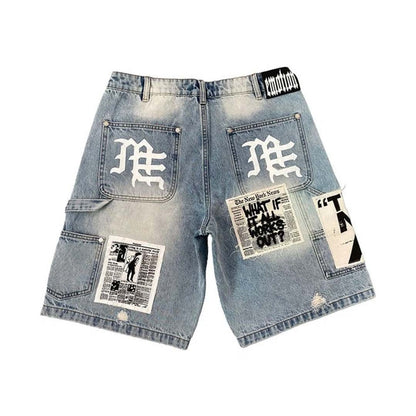 Mixed EMOTIONS AI DENIM SHORTS BLUE