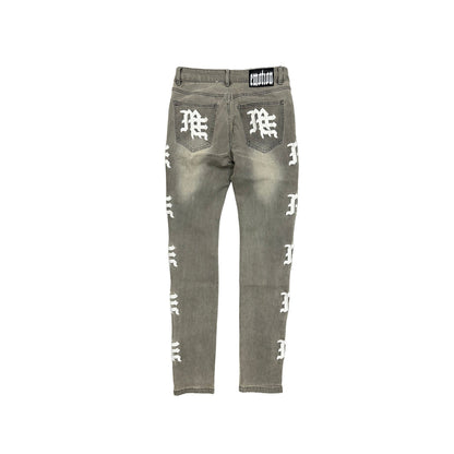 ASH GREY MONOGRAM DENIM