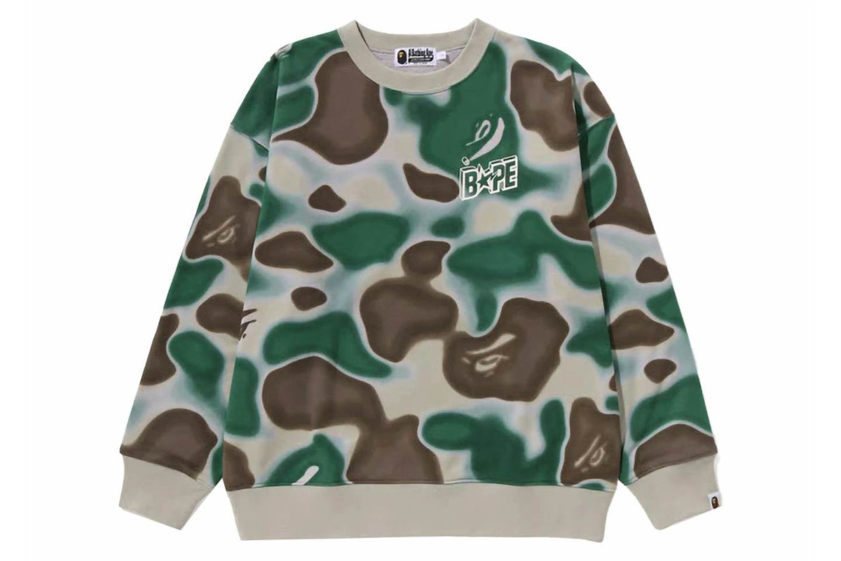 BAPE Liquid Camo Bape Sta Relaxed Fit Crewneck Green