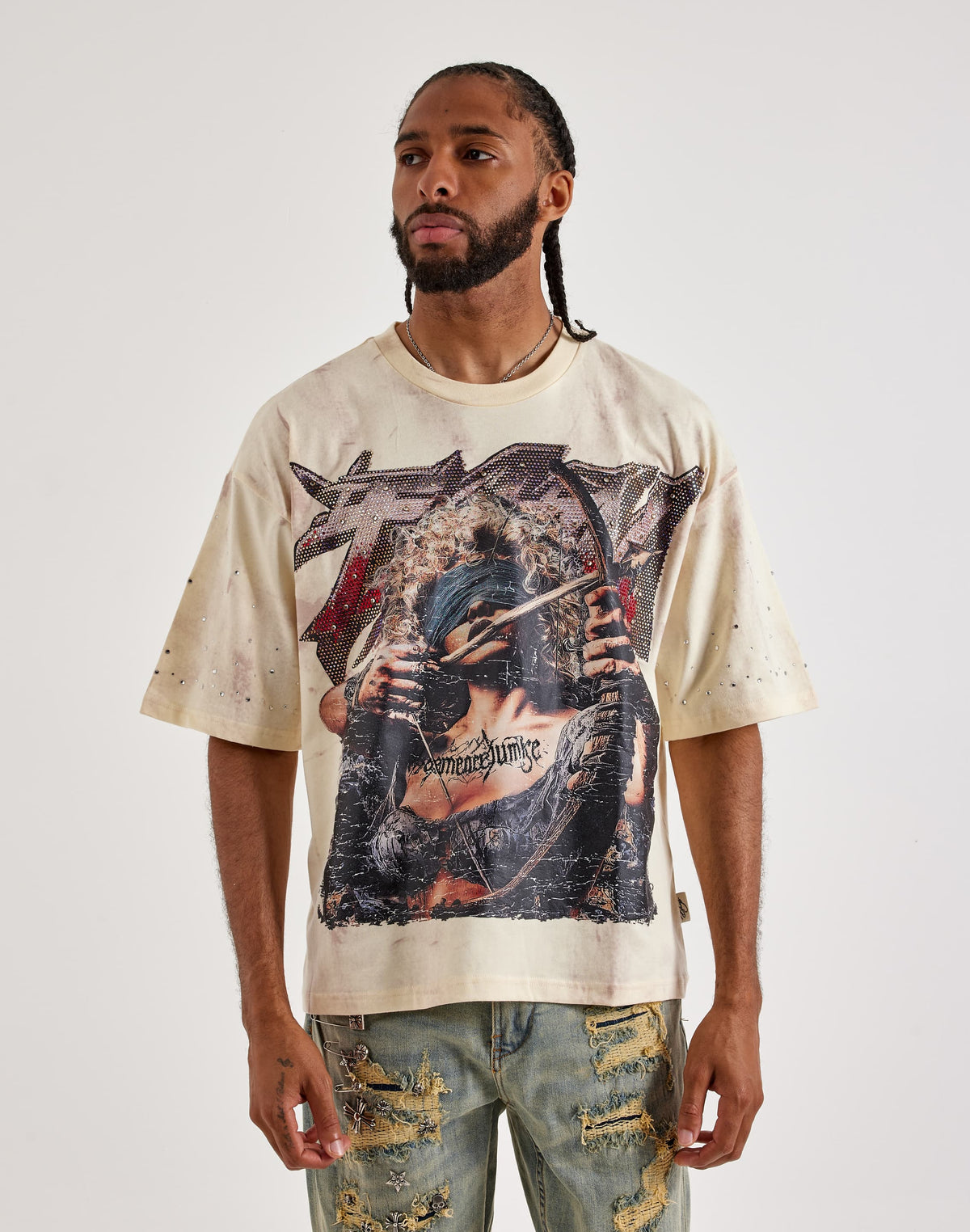 MENS BKYS VENGEANCE JUNKIE RHINESTONE GRAPHIC T-SHIRT