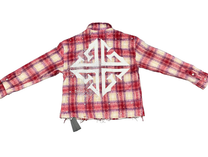 GUAPI Red Inferno Rhinestone Flannel Shirt