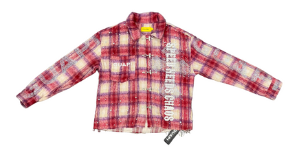 GUAPI Red Inferno Rhinestone Flannel Shirt