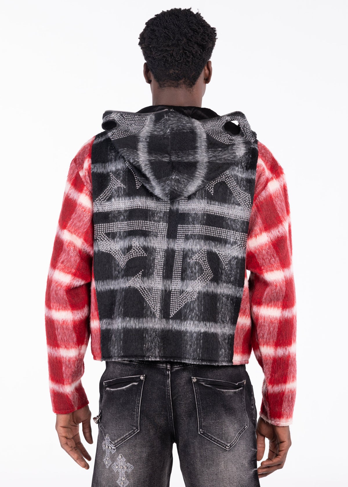 GUAPI Blood Red Skeleton Half Zip Hoodie