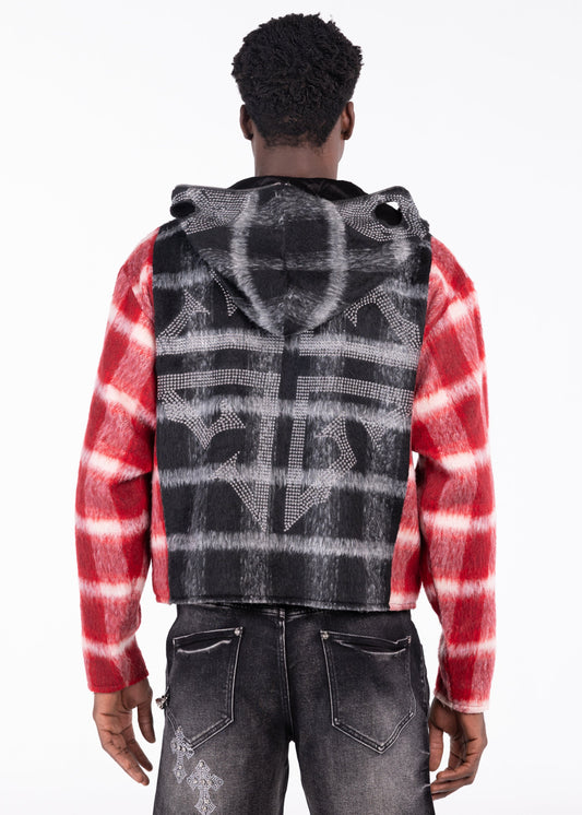 GUAPI Blood Red Skeleton Half Zip Hoodie